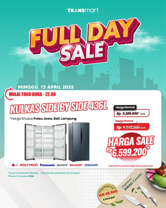 Buruan! Kulkas Side by Side 436L Diskon Gede di Transmart
