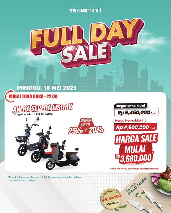Diskon Gila! Sepeda Listrik Transmart, Jutaan Rupiah Hari Ini