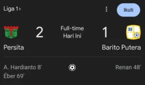 Persita Taklukkan Barito Putera Dramatis, Raih Kemenangan BRI Liga 1