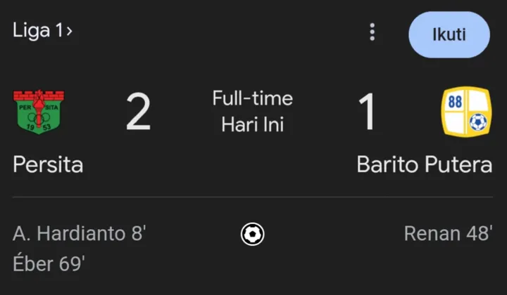 Persita Taklukkan Barito Putera Dramatis, Raih Kemenangan BRI Liga 1