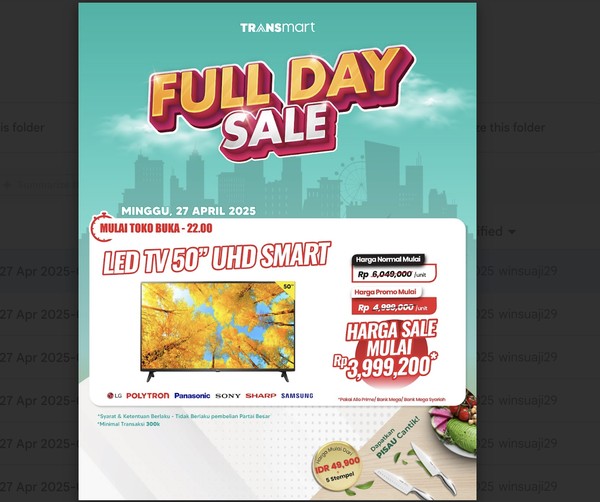 Rebut LED TV 50 UHD Murah, Diskon Jumbo Transmart!