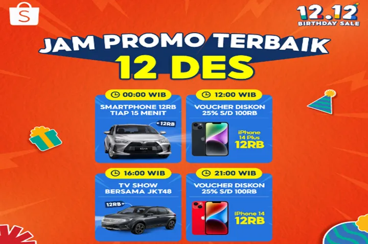 Shopee 12.12: Flash Sale Motor & Mobil, Promo Gila!